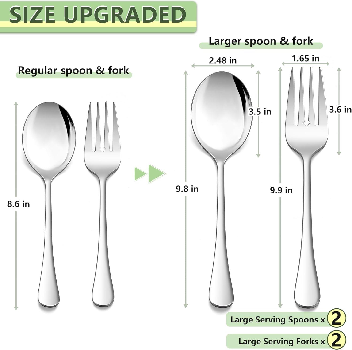 imageEfar Large Serving Forks Set of 4 99 Inch Stainless Steel Serving Utensils Set Big Buffet Forks for Party Catering Wedding Kitchen Restaurant Dishwasher SafeServing Spoons 2  Serving Forks 2