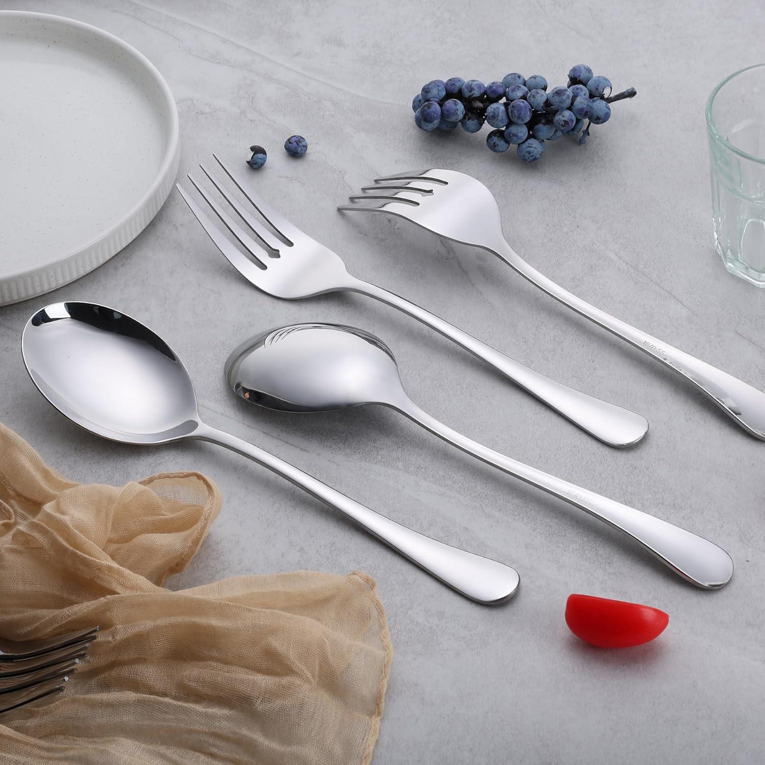 imageEfar Large Serving Forks Set of 4 99 Inch Stainless Steel Serving Utensils Set Big Buffet Forks for Party Catering Wedding Kitchen Restaurant Dishwasher SafeServing Spoons 2  Serving Forks 2