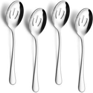imageEfar Large Serving Forks Set of 4 99 Inch Stainless Steel Serving Utensils Set Big Buffet Forks for Party Catering Wedding Kitchen Restaurant Dishwasher SafeSlotted Spoons x4