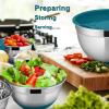 imageEfar Mixing Bowls with Lids Set 23Piece Stainless Steel Nesting Bowls with Blue Airtight Lids and NonSlip Bottoms Size 5 3 25 15 1 05QT Great for BakingMixingPreppingServing