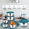 imageEfar Mixing Bowls with Lids Set 23Piece Stainless Steel Nesting Bowls with Blue Airtight Lids and NonSlip Bottoms Size 5 3 25 15 1 05QT Great for BakingMixingPreppingServing