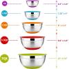imageEfar Stainless Steel Mixing Bowls Set of 5 Size 73525151 QT Metal Nesting Bowls with Black Airtight Lids ampamp NonSlip Bottoms Great for Kitchen Cooking Baking Serving Food PrepMulticolor