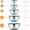 imageEfar Stainless Steel Mixing Bowls Set of 5 Size 73525151 QT Metal Nesting Bowls with Black Airtight Lids ampamp NonSlip Bottoms Great for Kitchen Cooking Baking Serving Food PrepTeal Blaue