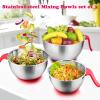 imageEfar Stainless Steel Mixing Bowls with Lids Metal Mixing Bowl Set with 3 Graters Long Handle Pour Spout NonSlip Bottom ampamp Stackable Great for Cooking Baking Prepping 5315 QT  3 PCSRed