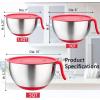 imageEfar Stainless Steel Mixing Bowls with Lids Metal Mixing Bowl Set with 3 Graters Long Handle Pour Spout NonSlip Bottom ampamp Stackable Great for Cooking Baking Prepping 5315 QT  3 PCSRed
