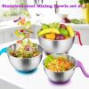 imageEfar Stainless Steel Mixing Bowls with Lids Metal Mixing Bowl Set with 3 Graters Long Handle Pour Spout NonSlip Bottom ampamp Stackable Great for Cooking Baking Prepping Set of 35315 QT