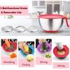 imageEfar Stainless Steel Mixing Bowls with Lids Metal Mixing Bowl Set with 3 Graters Long Handle Pour Spout NonSlip Bottom ampamp Stackable Great for Cooking Baking Prepping Set of 35315 QT