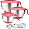 imageEfar Stainless Steel Mixing Bowls with Lids Metal Mixing Bowl Set with 3 Graters Long Handle Pour Spout NonSlip Bottom ampamp Stackable Great for Cooking Baking Prepping 5315 QT  3 PCSRed