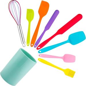 imageSilicone Spatula Set Efar 9 PCS Heat Resistant Rubber Spatulas Kitchen Utensils for Nonstick Cookware Baking Cooking Mixing Seamless ampamp Flexible Vibrant Colored ampamp Dishwasher Safe