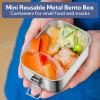 imageEfar 2 Pieces Stainless Steel Bento Box Mini 550ml Metal Lunch Box 186oz LeakProof Food Snack Container with Lids Reusable Meal Storage for Camping Picnic Travel Work1