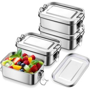 imageEfar 2 Pieces Stainless Steel Bento Box Mini 550ml Metal Lunch Box 186oz LeakProof Food Snack Container with Lids Reusable Meal Storage for Camping Picnic Travel Work4