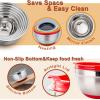 imageMixing Bowls with Lids Set Efar 23Piece Stainless Steel Nesting Mixing Bowls with Colorful Airtight Lid and NonSlip Bottoms Size 5 3 25 15 1 05QT Great for BakingMixingPreppingServing