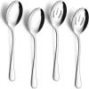 imageEfar Large Serving Spoons Set of 4 98 Inch Stainless Steel Serving Utensils Set Includes Slotted ampamp Solid Spoons for Buffet Party Catering Wedding Kitchen Restaurant Dishwasher SafeSolid  Slotted Spoons