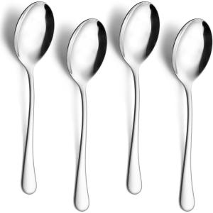 imageEfar Large Serving Spoons Set of 4 98 Inch Stainless Steel Serving Utensils Set Includes Slotted ampamp Solid Spoons for Buffet Party Catering Wedding Kitchen Restaurant Dishwasher SafeServing Spoons