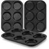 imagefar Muffin Top Pan Set of 3 Nonstick 6Cavity Shallow Cupcake Pan for Baking Whoopie Pie Yorkshire Pudding Eggs Cornbread Drop Cookies Easy Release ampamp Clean 3Inch Standard SizeMuffin Top Pan
