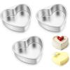 imageEfar 8 Inch Heart Cake Pan 2Pcs Stainless Steel Heart Shaped Cake Mold Cake Tin Baking Pan for Valentines Day Anniversaries Wedding NonToxic ampamp Dishwasher Safe6Inch Set of 3