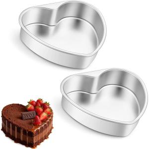 imageEfar 8 Inch Heart Cake Pan 2Pcs Stainless Steel Heart Shaped Cake Mold Cake Tin Baking Pan for Valentines Day Anniversaries Wedding NonToxic ampamp Dishwasher Safe95Inch Set of 2