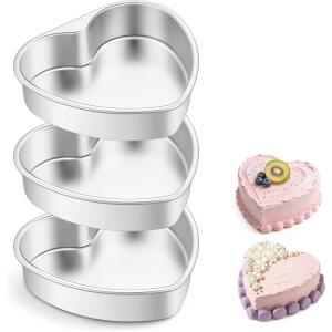 imageEfar 8 Inch Heart Cake Pan 2Pcs Stainless Steel Heart Shaped Cake Mold Cake Tin Baking Pan for Valentines Day Anniversaries Wedding NonToxic ampamp Dishwasher Safe8Inch Set of 3