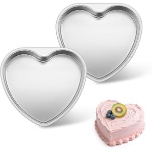 imageEfar 8 Inch Heart Cake Pan 2Pcs Stainless Steel Heart Shaped Cake Mold Cake Tin Baking Pan for Valentines Day Anniversaries Wedding NonToxic ampamp Dishwasher Safe6Inch Set of 2