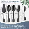 image:imageMatte Black Serving Utensils Set of 5 Efar Stainless Steel Serving Spoons Slotted Serving Spoon Serving Fork Butter Spreader Pie Server for Parties Wide Handle amp Thick Gauge Dishwasher Safe