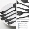 image:imageMatte Black Serving Utensils Set of 5 Efar Stainless Steel Serving Spoons Slotted Serving Spoon Serving Fork Butter Spreader Pie Server for Parties Wide Handle amp Thick Gauge Dishwasher Safe