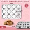 image:imageEfar 12Cavity Muffin Top Pan Stainless Steel Shallow Cupcake Pan for Yorkshire Pudding Eggs Whoopie Pie Cornbread Nontoxic amp Dishwasher Safe1 Piece