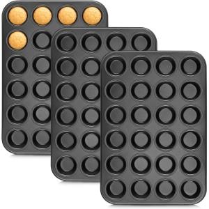 image:imageEfar 4 Pack Mini Muffin Pan 24Cup  Nonstick Carbon Steel Cupcake Tin Tray for Little Bites amp Freezer Prep  WarpFree Bakeware Ensures Even Baking amp Effortless Release Regular Size amp Oven Safe3