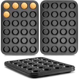 image:imageEfar 4 Pack Mini Muffin Pan 24Cup  Nonstick Carbon Steel Cupcake Tin Tray for Little Bites amp Freezer Prep  WarpFree Bakeware Ensures Even Baking amp Effortless Release Regular Size amp Oven Safe4
