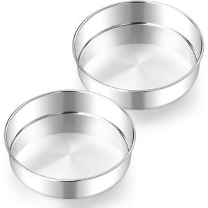 image:imageEfar 11 Inch Cake Pan Set of 2 Stainless Steel Large Round Baking Pans Tins NonToxic amp LeakProof Mold for Birthday Wedding Layer Tiered Cake Easy Clean amp Dishwasher Safe8 Inch