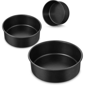 image:imageEfar Nonstick Cake Pan Set of 3 579 Inch Stainless Steel Baking Pans Tins Round Bakeware for Layer Cakes Stainless Steel Core amp NonToxic Coating Straight Side amp 2 Inch Deep579 Inches