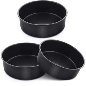 image:imageEfar Nonstick Cake Pan Set of 3 579 Inch Stainless Steel Baking Pans Tins Round Bakeware for Layer Cakes Stainless Steel Core amp NonToxic Coating Straight Side amp 2 Inch Deep6 Inches