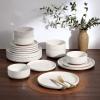 image:imageEfar 12Piece Stoneware Dinnerware Sets Plates and Bowls Sets for 4 Ceramic Dishware Dishes Set with Terracotta Base Chip amp Scratch Resistant Microwave amp Dishwasher Safe Speckled WhiteWhisper White