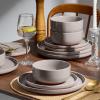 image:imageEfar 12Piece Stoneware Dinnerware Sets Plates and Bowls Sets for 4 Ceramic Dishware Dishes Set with Terracotta Base Chip amp Scratch Resistant Microwave amp Dishwasher Safe Speckled WhiteWarm Taupe