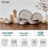 image:imageEfar 12Piece Stoneware Dinnerware Sets Plates and Bowls Sets for 4 Ceramic Dishware Dishes Set with Terracotta Base Chip amp Scratch Resistant Microwave amp Dishwasher Safe Speckled WhiteWarm Taupe