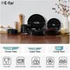 image:imageEfar 12Piece Stoneware Dinnerware Sets Plates and Bowls Sets for 4 Ceramic Dishware Dishes Set with Terracotta Base Chip amp Scratch Resistant Microwave amp Dishwasher Safe Speckled WhiteMatte Black