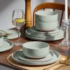 image:imageEfar 12Piece Stoneware Dinnerware Sets Plates and Bowls Sets for 4 Ceramic Dishware Dishes Set with Terracotta Base Chip amp Scratch Resistant Microwave amp Dishwasher Safe Speckled WhiteSage Green