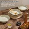 image:imageEfar Pasta Bowls 34oz Stoneware Bowl Plate for Dinner Serving Soup Salad Wide amp Shallow Large Ceramic Pasta Plate Set of 4 Microwave amp Dishwasher Safe Speckled White 87Sandy Khaki