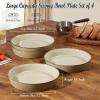 image:imageEfar Pasta Bowls 34oz Stoneware Bowl Plate for Dinner Serving Soup Salad Wide amp Shallow Large Ceramic Pasta Plate Set of 4 Microwave amp Dishwasher Safe Speckled White 87Sandy Khaki