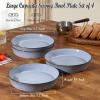 image:imageEfar Pasta Bowls 34oz Stoneware Bowl Plate for Dinner Serving Soup Salad Wide amp Shallow Large Ceramic Pasta Plate Set of 4 Microwave amp Dishwasher Safe Speckled White 87Ocean Blue