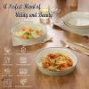 image:imageEfar Pasta Bowls 34oz Stoneware Bowl Plate for Dinner Serving Soup Salad Wide amp Shallow Large Ceramic Pasta Plate Set of 4 Microwave amp Dishwasher Safe Speckled White 87Sandy Khaki