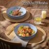 image:imageEfar Pasta Bowls 34oz Stoneware Bowl Plate for Dinner Serving Soup Salad Wide amp Shallow Large Ceramic Pasta Plate Set of 4 Microwave amp Dishwasher Safe Speckled White 87Ocean Blue