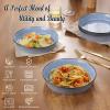 image:imageEfar Pasta Bowls 34oz Stoneware Bowl Plate for Dinner Serving Soup Salad Wide amp Shallow Large Ceramic Pasta Plate Set of 4 Microwave amp Dishwasher Safe Speckled White 87Ocean Blue