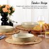 image:imageEfar Pasta Bowls 34oz Stoneware Bowl Plate for Dinner Serving Soup Salad Wide amp Shallow Large Ceramic Pasta Plate Set of 4 Microwave amp Dishwasher Safe Speckled White 87Sandy Khaki