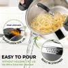 image:imageEfar Pasta Pot with Strainer Lid 6 Quart TriPly Stainless Steel Stock Pot amp Push and Lock Handles Nontoxic Multipurpose Cooking Pot for All Cooktops Heavy Duty amp Dishwasher Safe