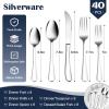 image:imageEfar Silverware Set for 8  40Piece Heavy Duty Stainless Steel Flatware Cutlery Set Metal Eating Utensils Includes Spoons and Forks Knives Mirror Polished amp Dishwasher Safe40