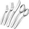 image:imageEfar Silverware Set for 8  40Piece Heavy Duty Stainless Steel Flatware Cutlery Set Metal Eating Utensils Includes Spoons and Forks Knives Mirror Polished amp Dishwasher Safe40