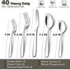 image:imageEfar Silverware Set for 8  40Piece Heavy Duty Stainless Steel Flatware Cutlery Set Metal Eating Utensils Includes Spoons and Forks Knives Mirror Polished amp Dishwasher Safe40