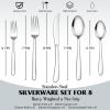 image:imageEfar Silverware Set for 8  40Piece Heavy Duty Stainless Steel Flatware Cutlery Set Metal Eating Utensils Includes Spoons and Forks Knives Mirror Polished amp Dishwasher Safe40