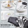 image:imageEfar Silverware Set for 8  40Piece Heavy Duty Stainless Steel Flatware Cutlery Set Metal Eating Utensils Includes Spoons and Forks Knives Mirror Polished amp Dishwasher Safe40
