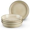 image:imageEfar Pasta Bowls 34oz Stoneware Bowl Plate for Dinner Serving Soup Salad Wide amp Shallow Large Ceramic Pasta Plate Set of 4 Microwave amp Dishwasher Safe Speckled White 87Sandy Khaki